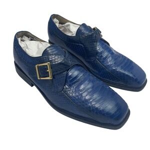 Geniune Snake Loafers Sz 9.5M Blue Monk Strap Giorgio Brutini Private Collection